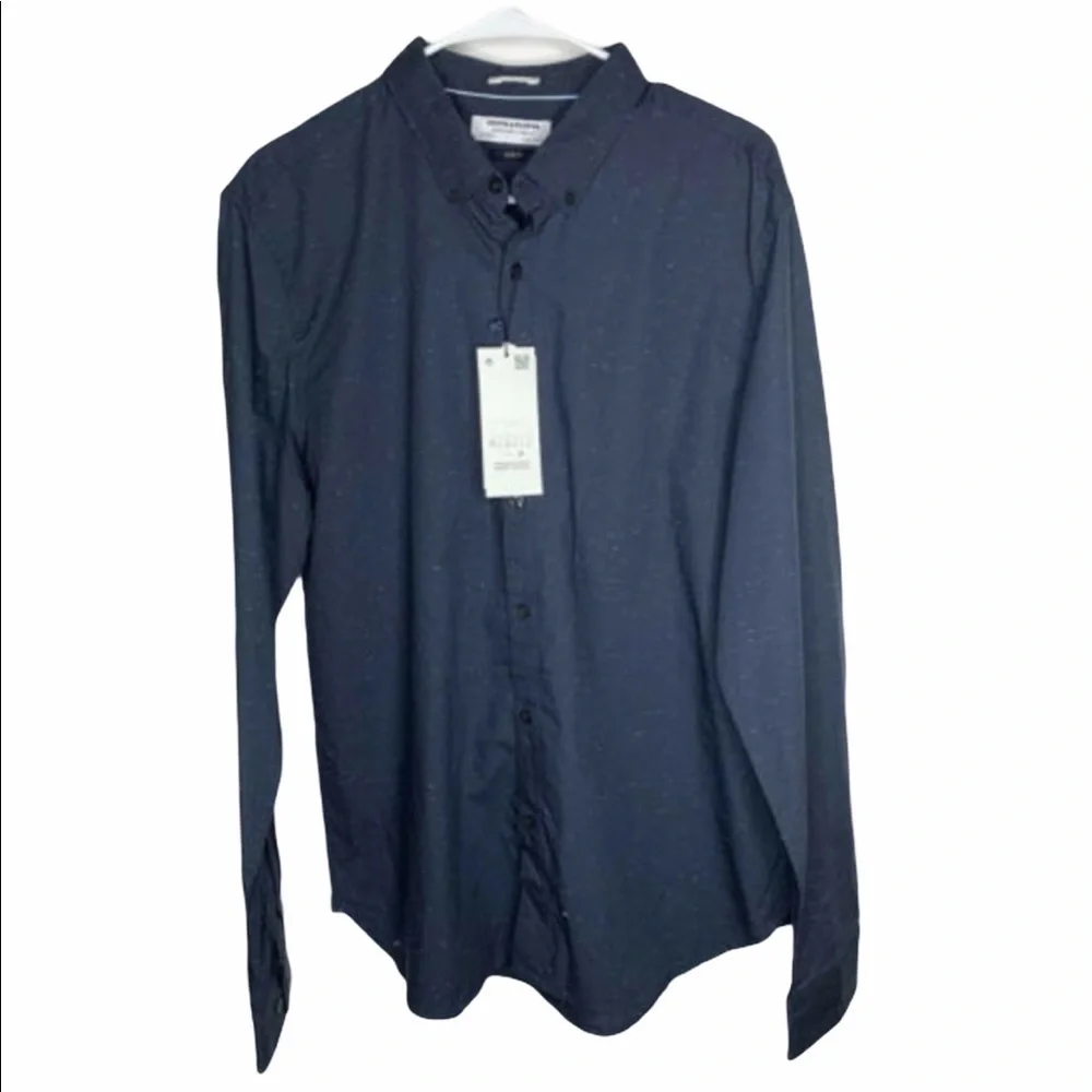 New Denim & Flower Mens Slim Fit Shirt XL BlueBNWT